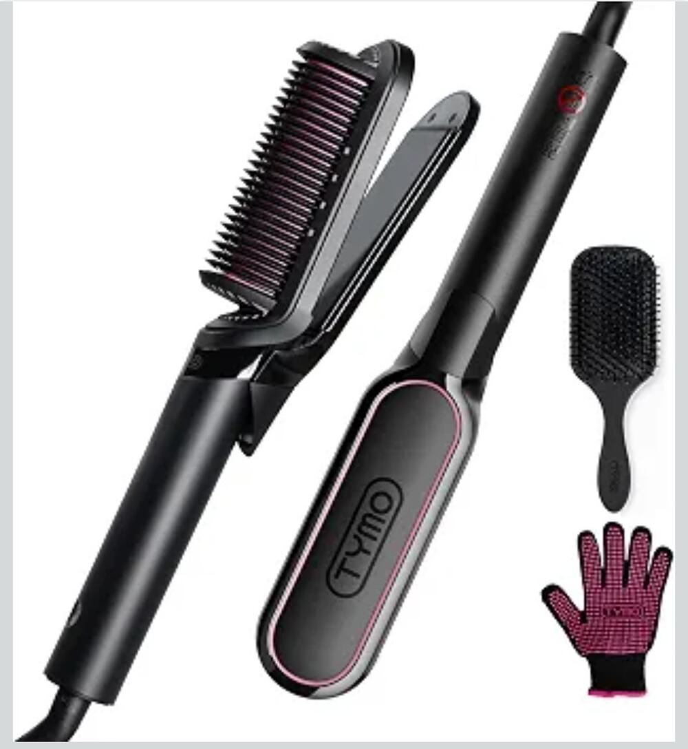 TYMO Flat Iron HairStraightener Brush 2 in 1 200M Ions CeramicComb Straightener